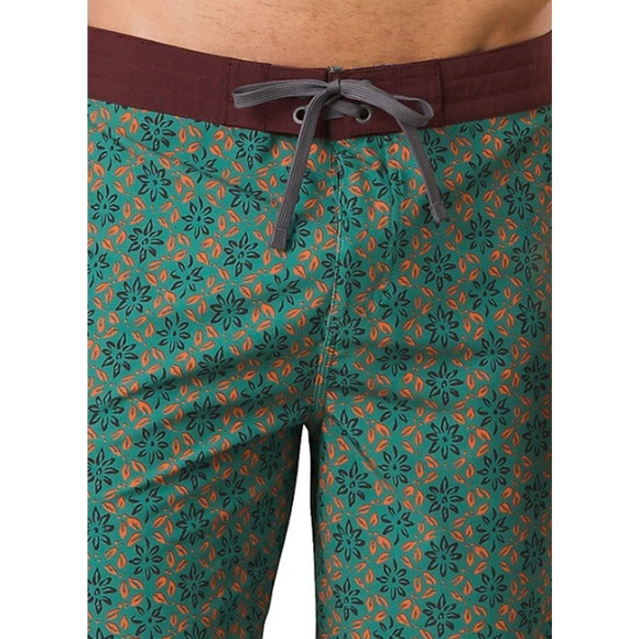 PRANA Men's Vintage Boardshort Size 31 Green Cove Geo Floral 6" Inseam Swim NWT - Picture 2 of 9